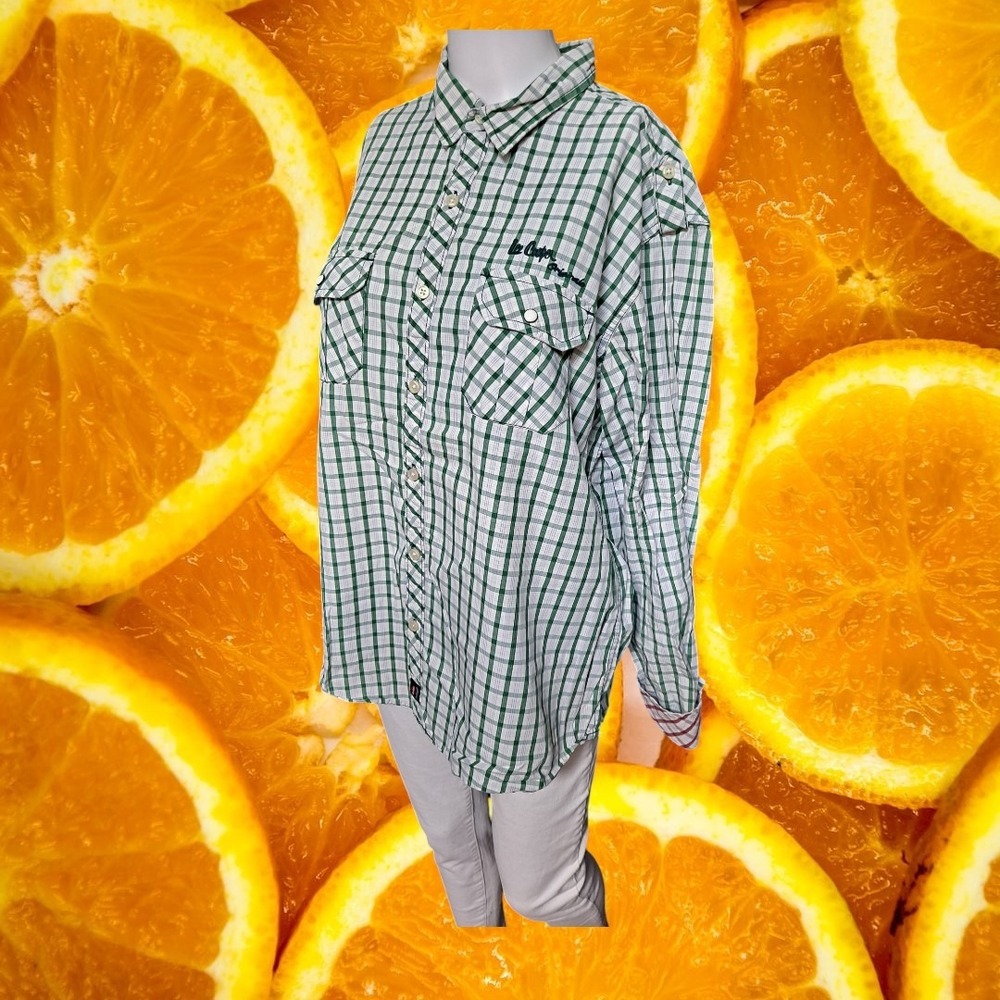 Lee Cooper Originals Mens XL Green Plaid‎ Button Down Long Sleeve Shirt
